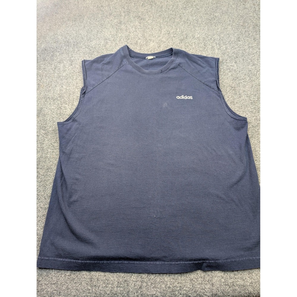 Adidas Shirt Mens Large Navy Sleeveless‎ Muscle Tank Athletic Gym Training